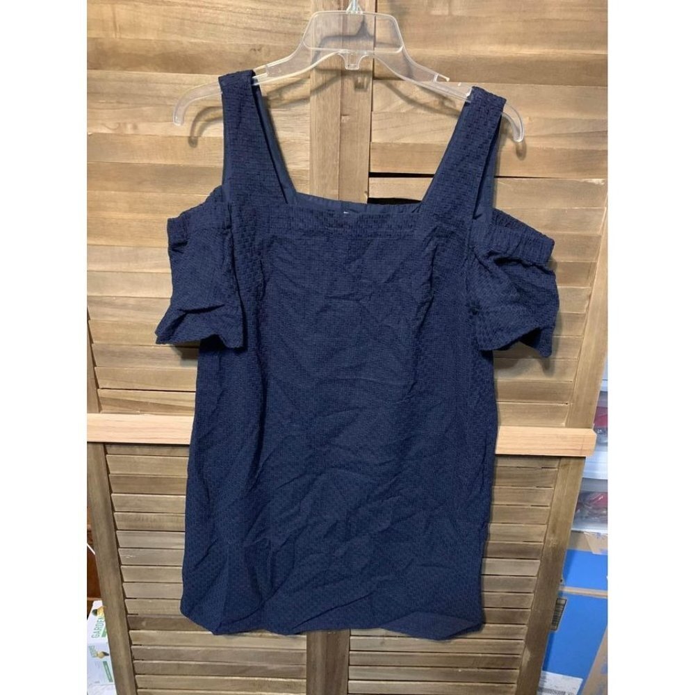 J Crew Dress Cold Shoulder Business Casual Boho Preppy Y2K Blue Size Medium
